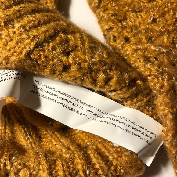 J.O.A Balloon Sleeve Cable Knit Sweater Yellow Mustard M - Picture 8 of 10